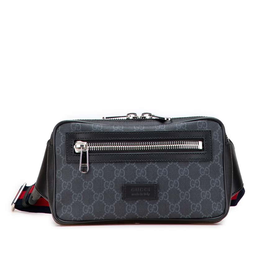 Gucci GG Supreme Web Belt Bag Black Canvas Good condition - Front View