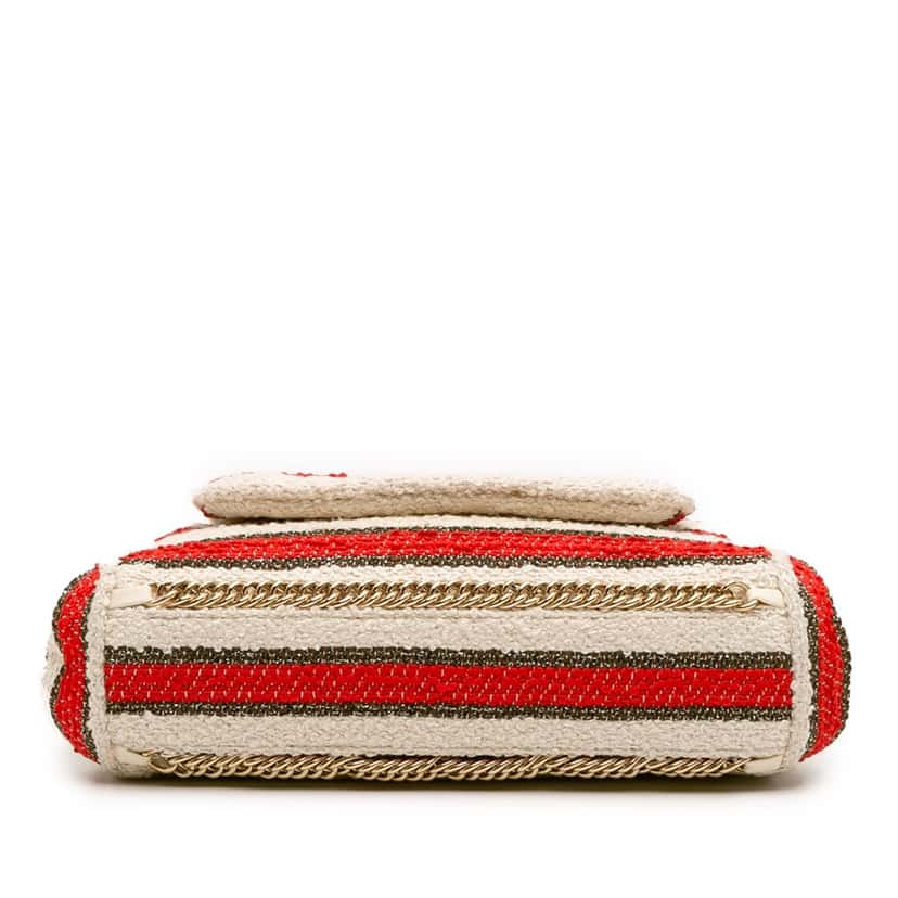 Chanel CC Quilted Tweed Striped Single Flap White Tweed Good condition - Inside View
