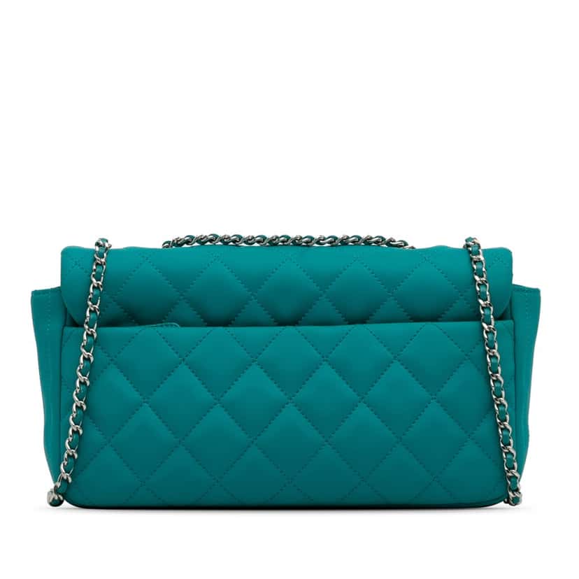 Chanel CC Quilted Calfskin Single Flap Blue Leather Good condition - Inside View