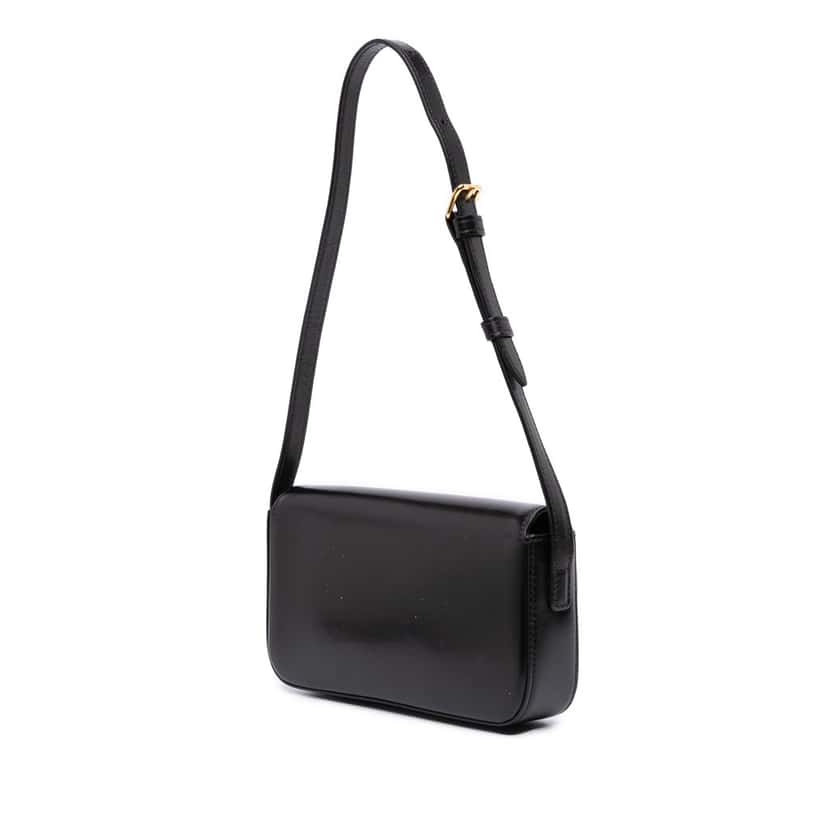Celine Shiny Calfskin Claude Shoulder Bag Black Leather Good condition - Back View