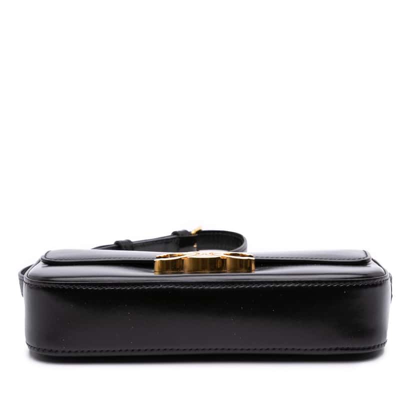 Celine Shiny Calfskin Claude Shoulder Bag Black Leather Good condition - Inside View