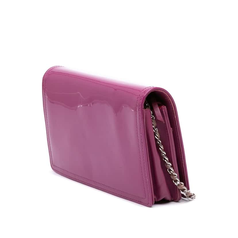 Chanel Patent CC Lipstick Wallet On Chain Purple Leather Good condition - Back View