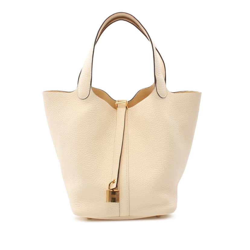 Hermès Clemence Picotin Lock 22 White Leather Good condition - Front View