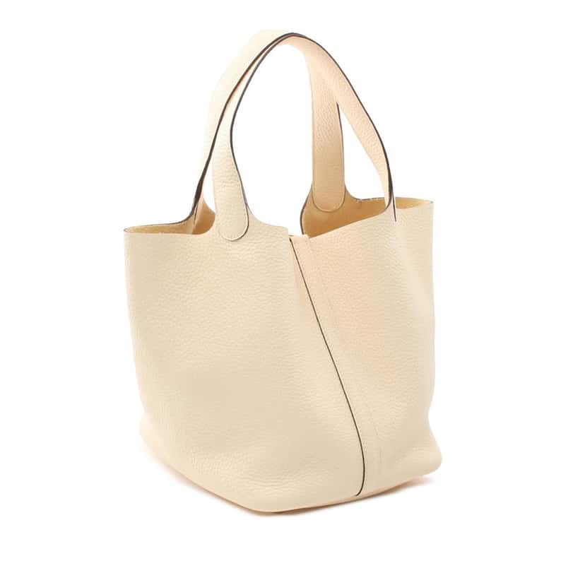 Hermès Clemence Picotin Lock 22 White Leather Good condition - Back View