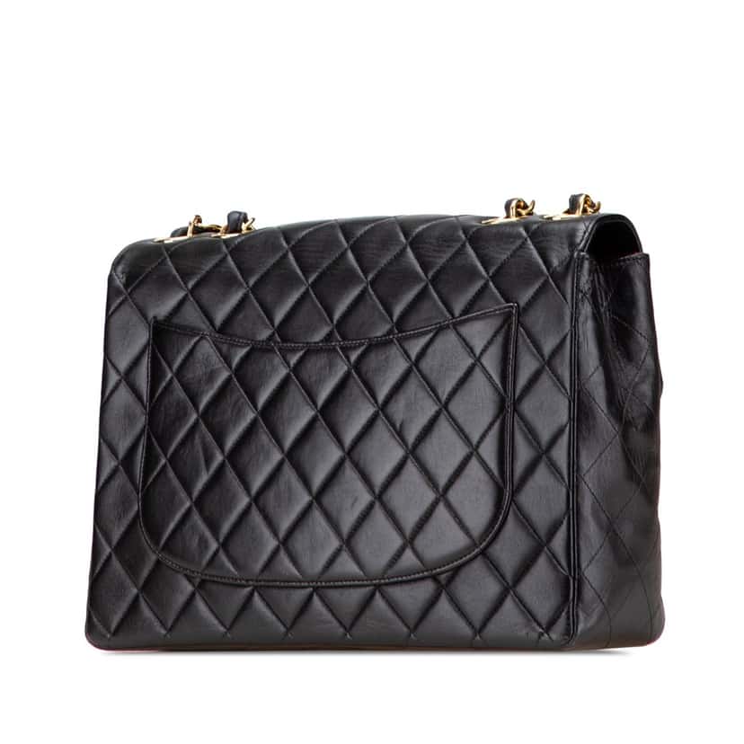 Chanel Jumbo XL Classic Lambskin Single Flap Black Leather Good condition - Back View