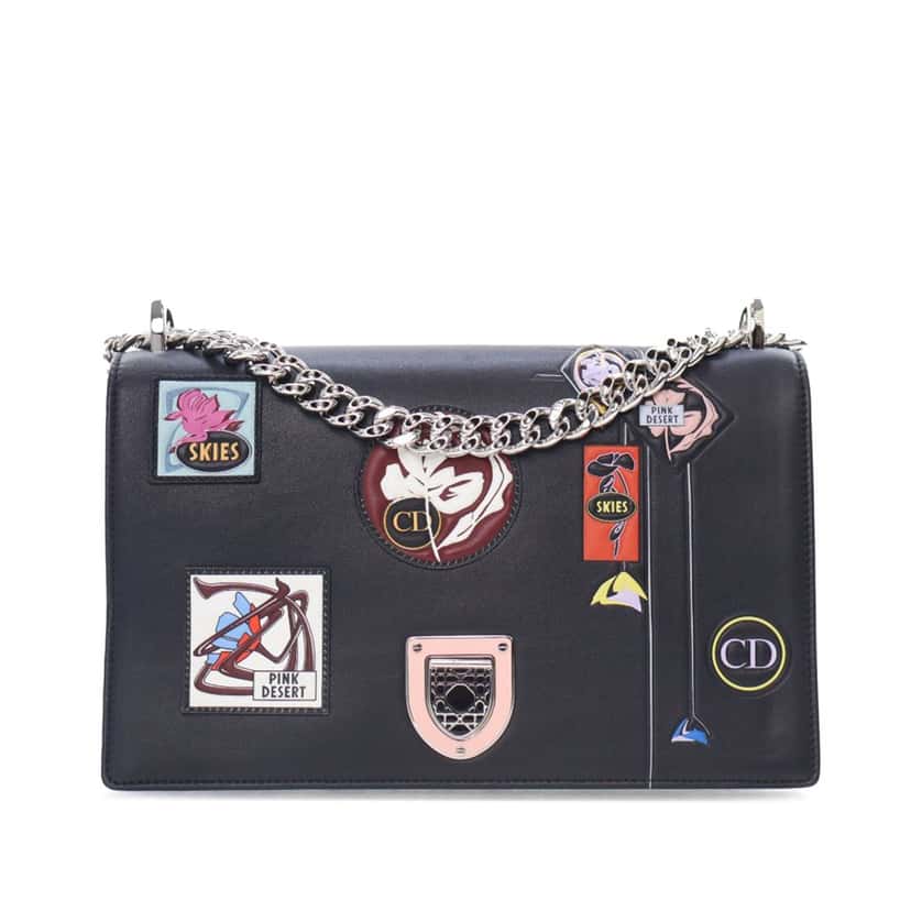 Dior Medium Calfskin Paradise Diorama Flap Black Leather Good condition - Front View