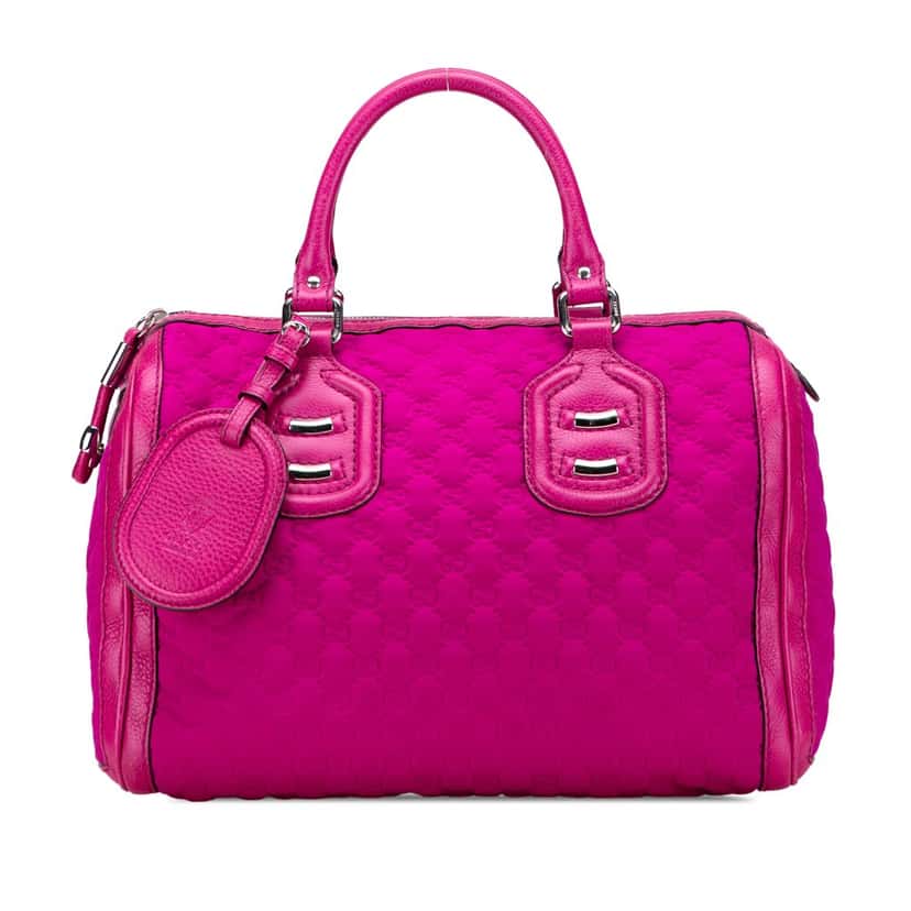 Gucci Medium Guccissima Neoprene Techno Tag Boston Bag Pink Polyester Good condition - Front View
