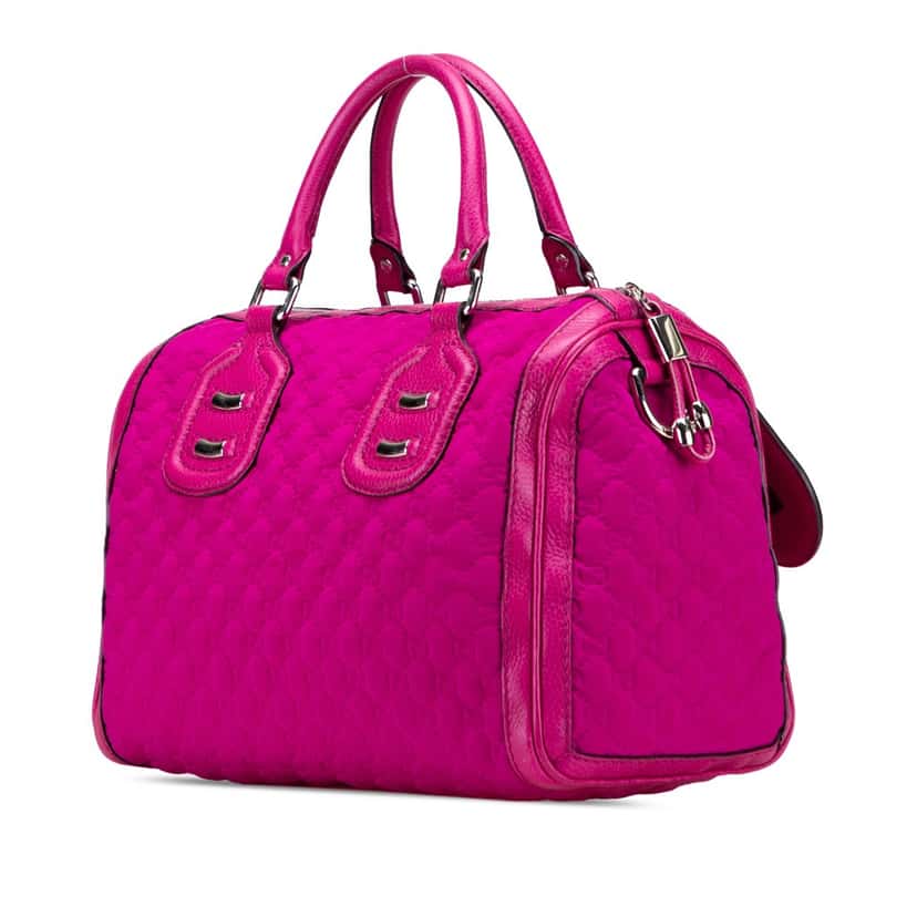 Gucci Medium Guccissima Neoprene Techno Tag Boston Bag Pink Polyester Good condition - Back View