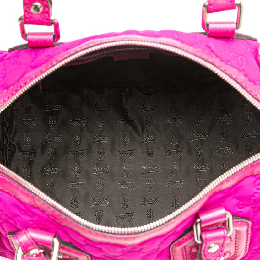 Gucci Medium Guccissima Neoprene Techno Tag Boston Bag Pink Polyester Good condition - Model View