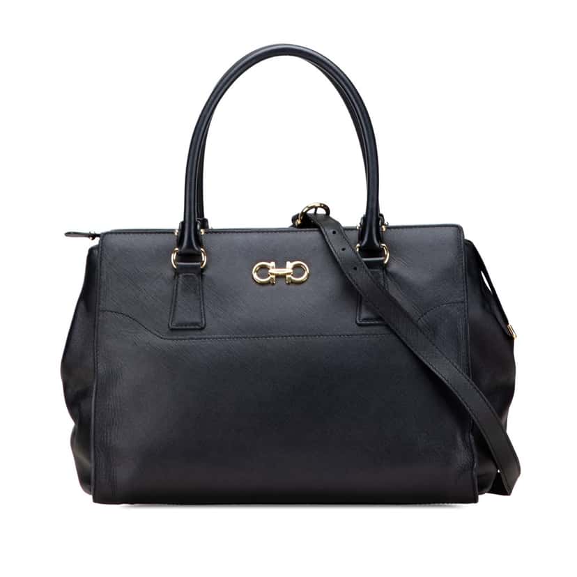Salvatore Ferragamo Leather Gancini Satchel Black Leather Good condition - Front View