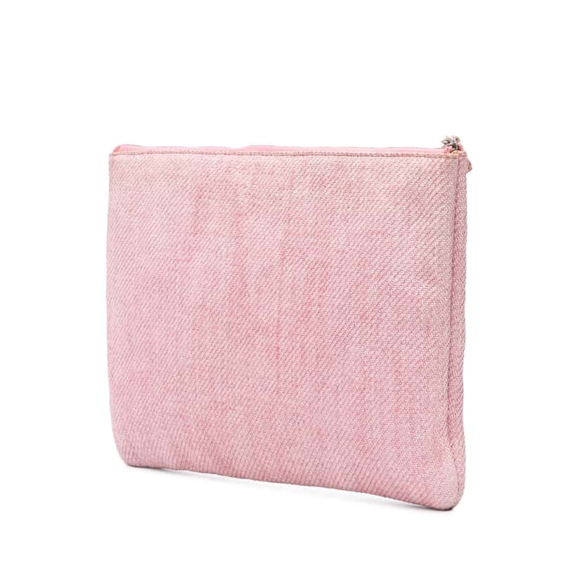 Chanel Large Tweed Deauville O Case Clutch Pink Tweed Good condition - Back View