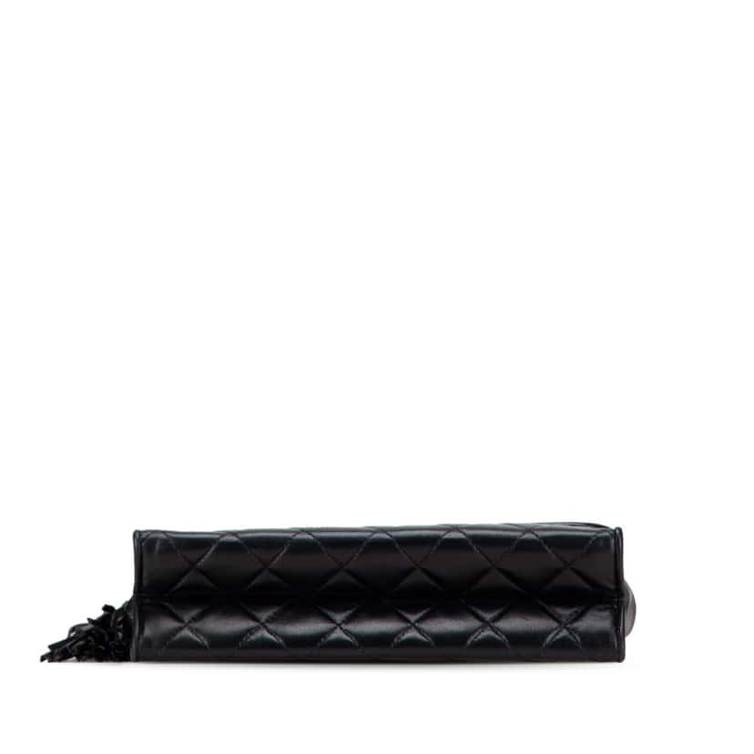 Chanel Quilted Lambskin Tassel Flap Black Leather Good condition - Inside View