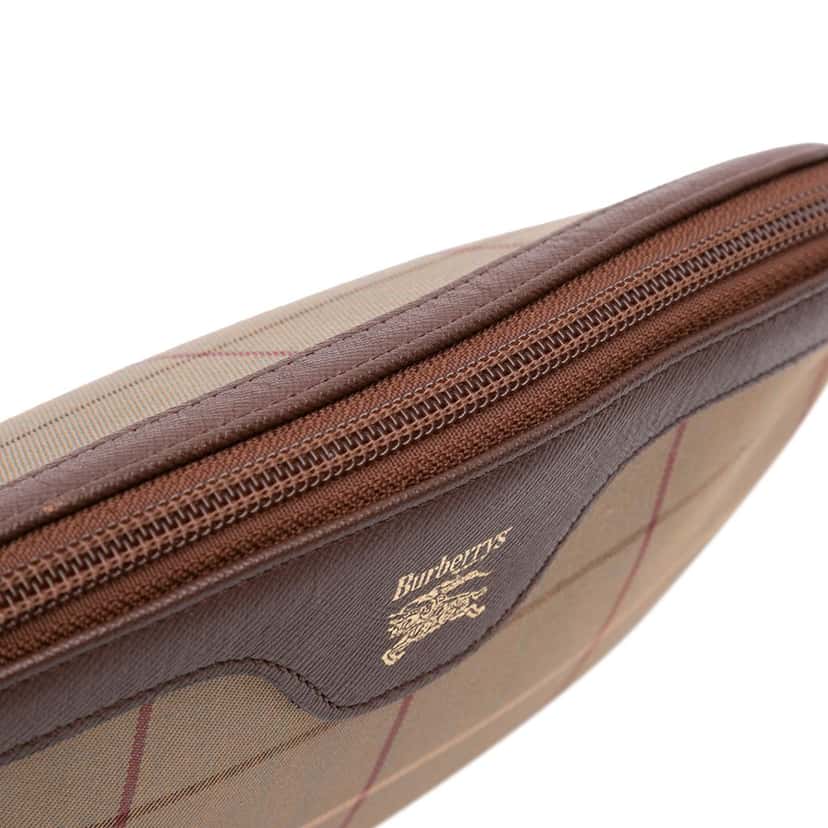 Burberry Vintage Check Canvas Clutch Brown Canvas Good condition - Box View