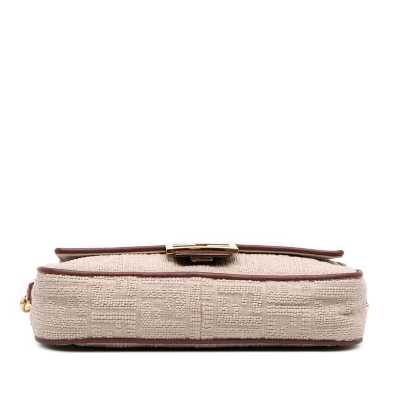 Fendi Zucca Embroidered Canvas Baguette Satchel Brown Canvas Good condition - Inside View