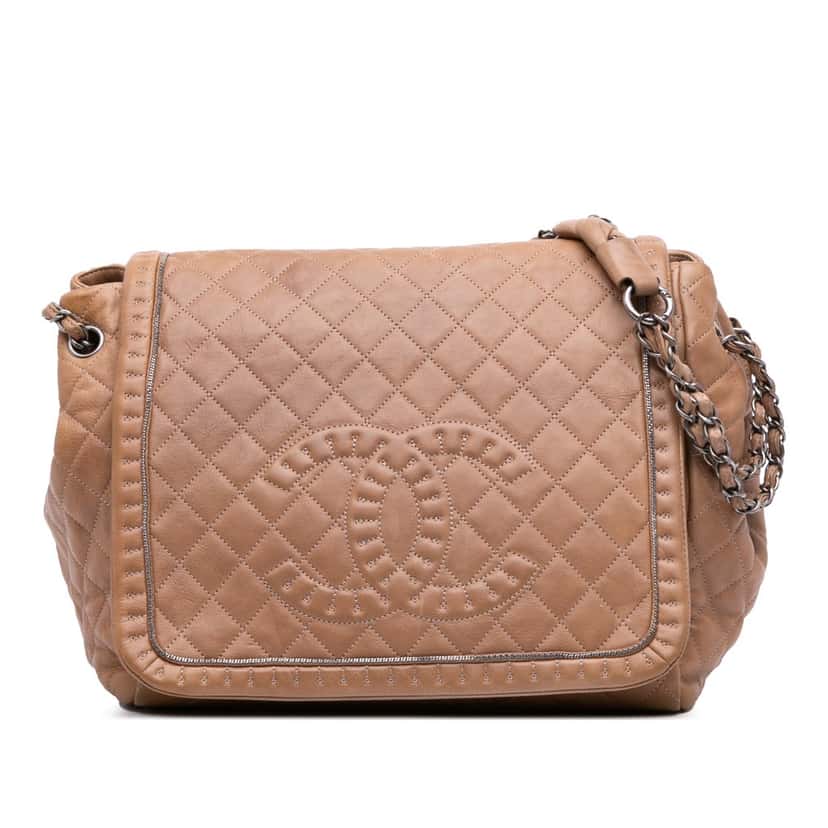 Chanel Large Quilted Calfskin Istanbul Accordion Flap Brown Leather Good condition - Front View