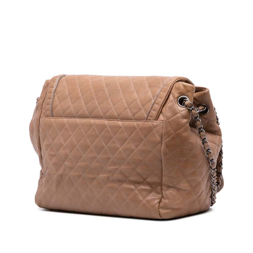 Chanel Large Quilted Calfskin Istanbul Accordion Flap Brown Leather Good condition - Back View