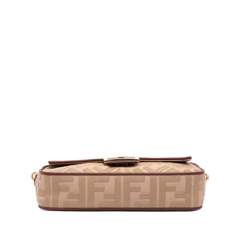 Fendi Zucca Embroidered Canvas Baguette Satchel Brown Canvas Good condition - Inside View