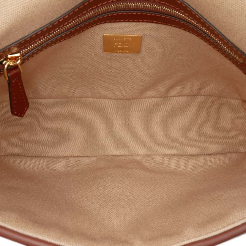 Fendi Zucca Embroidered Canvas Baguette Satchel Brown Canvas Good condition - Model View