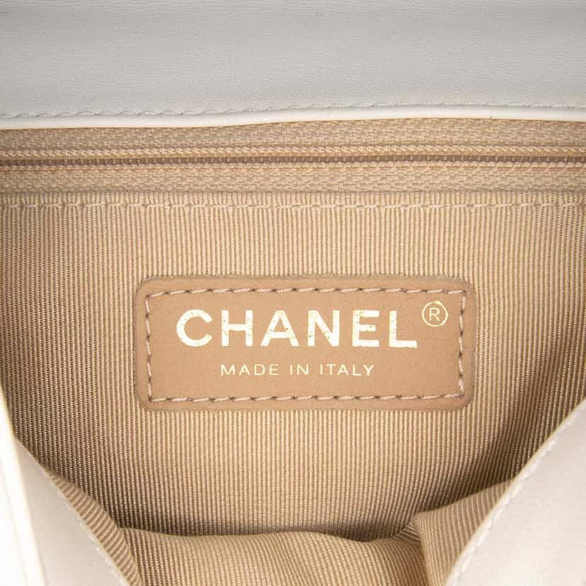 Chanel Quilted Lambskin Studded Beauty Begins Flap White Leather Good condition - Box View