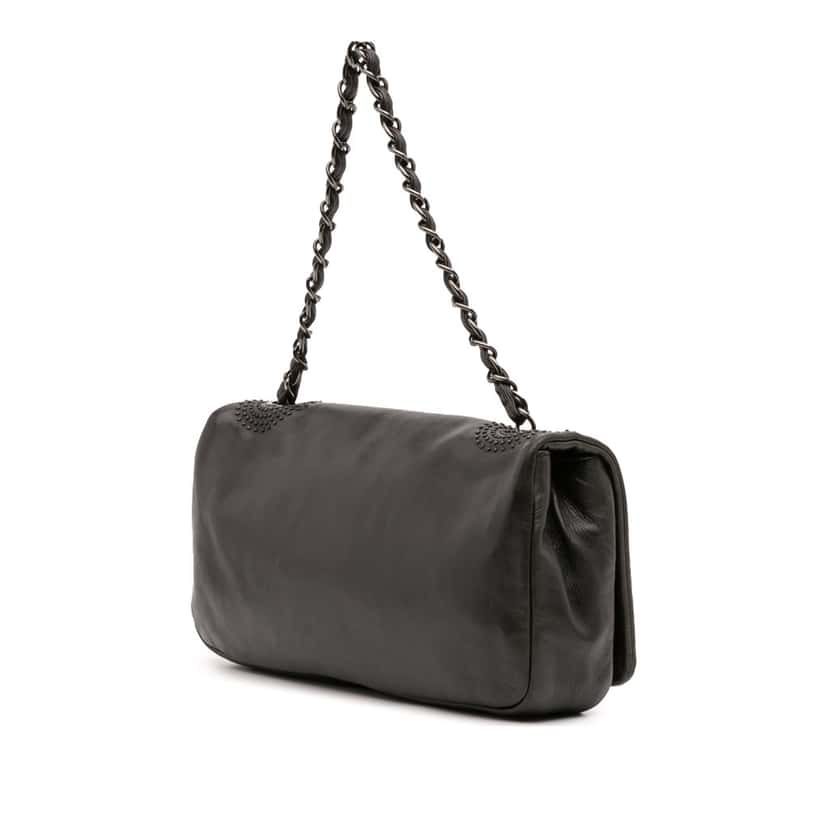 Chanel CC Studded Lambskin East West Flap Black Leather Good condition - Back View