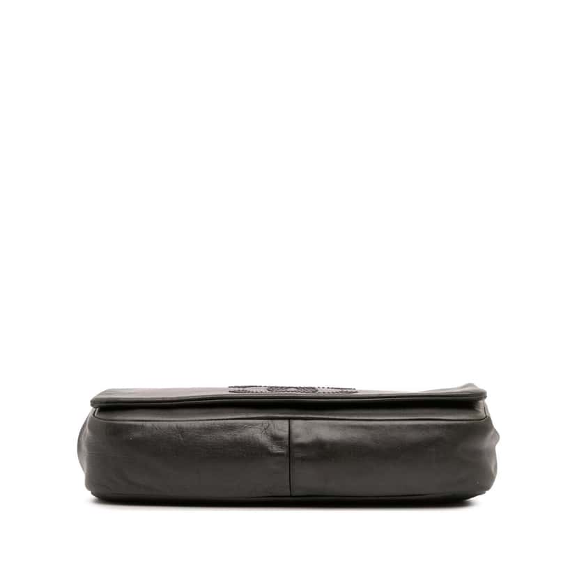 Chanel CC Studded Lambskin East West Flap Black Leather Good condition - Inside View