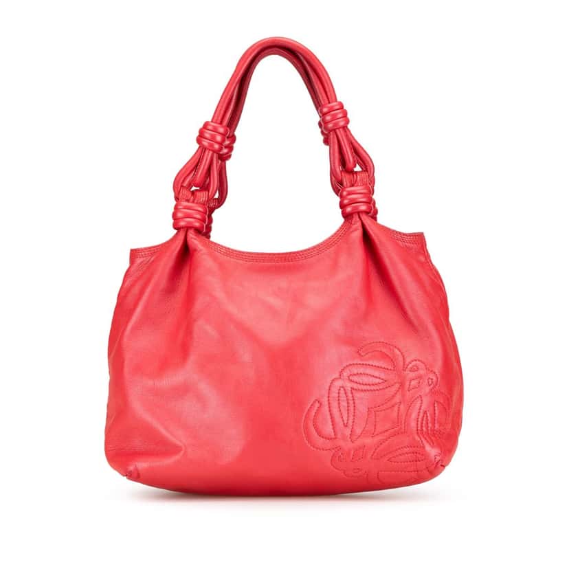 Loewe Calfskin Anagram Handbag Red Leather Fair condition - Front View