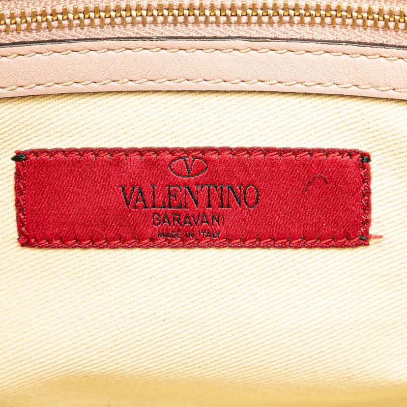 Valentino Small Leather Rockstud Double Handle Tote Pink Leather Good condition - Box View
