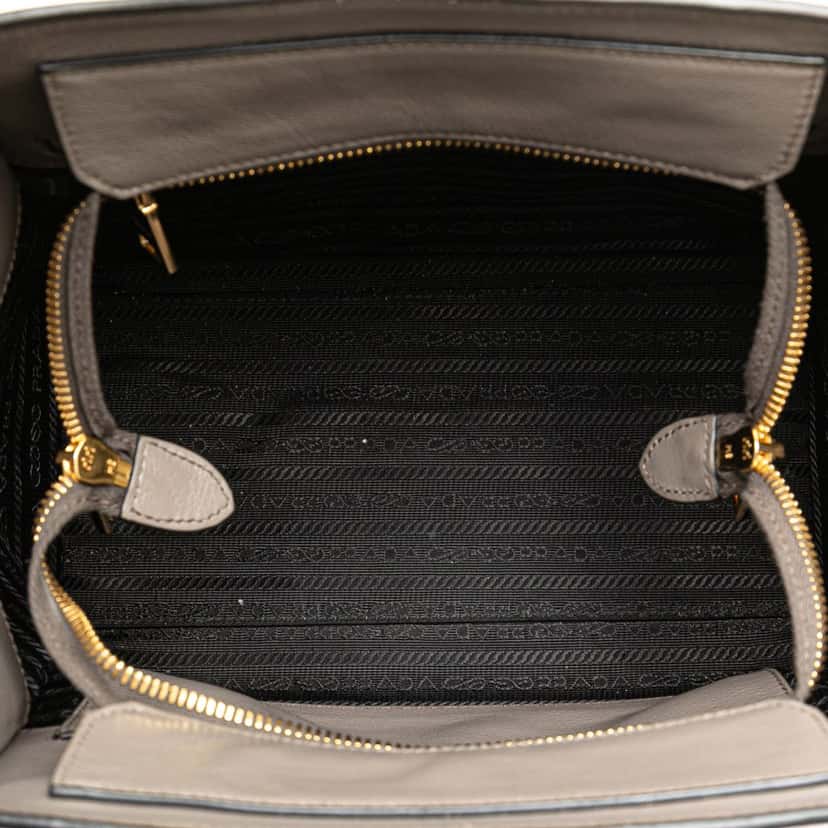 Prada Glace Calf Satchel Grey Leather Good condition - Model View