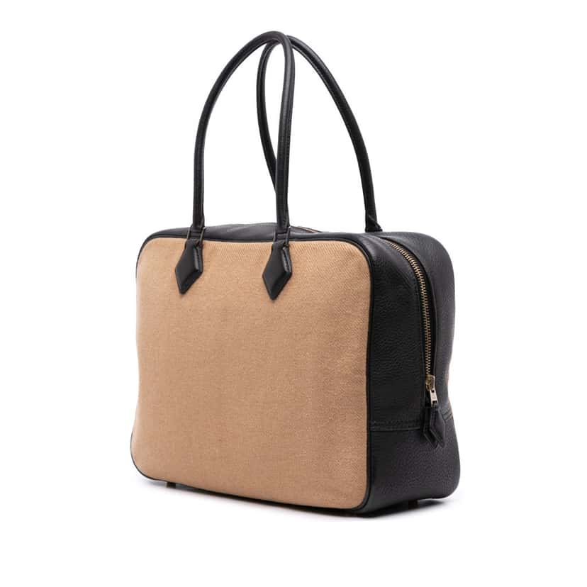 Hermès Toile and Clemence Plume 32 Brown Canvas Good condition - Back View