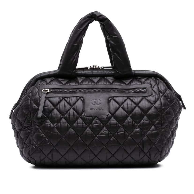 Chanel Quilted Nylon Coco Cocoon Bowler Bag Black Good condition - Front View