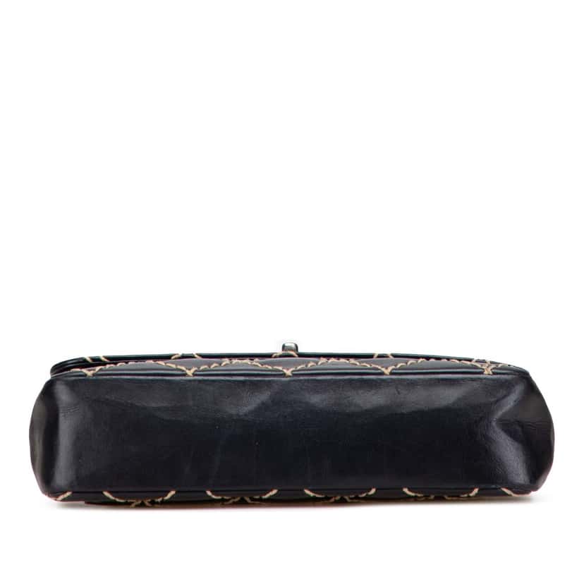 Chanel CC Calfskin Wild Stitch Flap Black Leather Good condition - Inside View