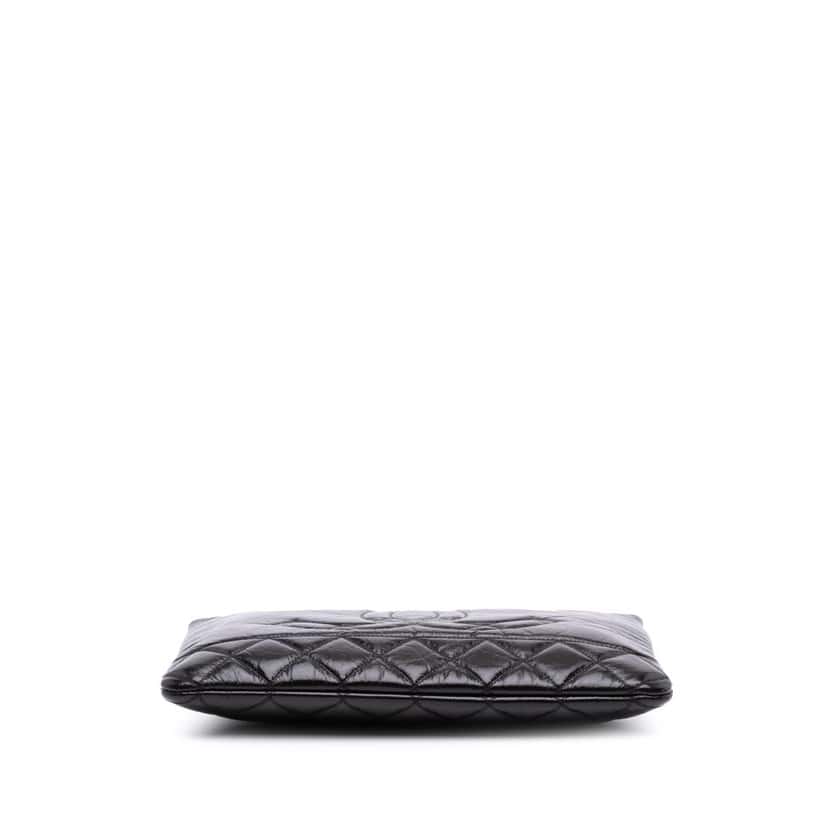 Chanel Medium Shiny Aged Calfskin O Case Clutch Black Leather Good condition - Inside View