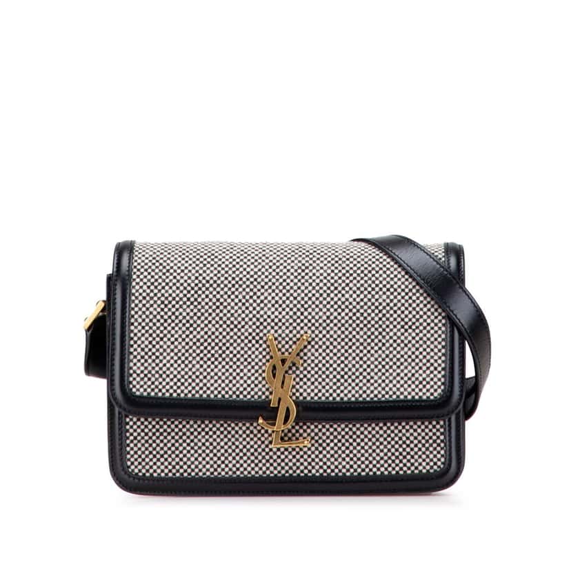 Saint Laurent Medium Tweed Solferino Crossbody Grey Tweed Good condition - Front View