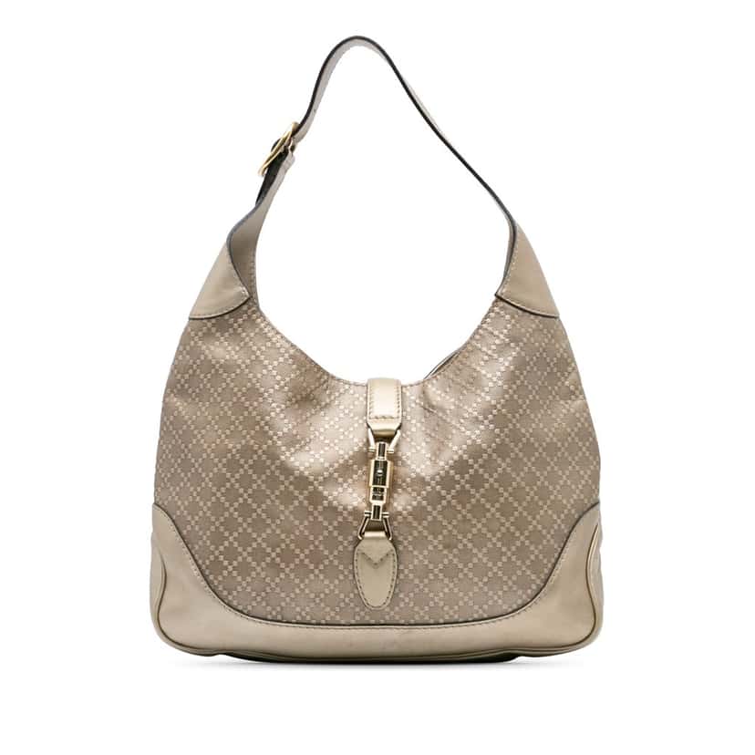 Gucci Diamante Leather Jackie O Bouvier Shoulder Bag Gold Leather Good condition - Front View