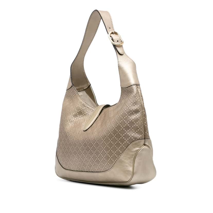 Gucci Diamante Leather Jackie O Bouvier Shoulder Bag Gold Leather Good condition - Back View