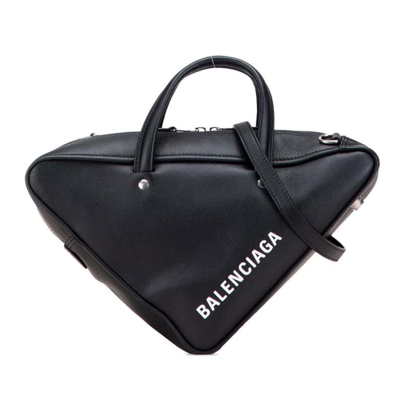 Balenciaga S Leather Triangle Duffle Bag Black Leather Good condition - Front View