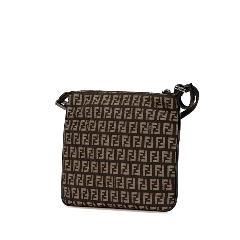Fendi Zucchino Canvas Crossbody Brown Canvas Fair condition - Back View