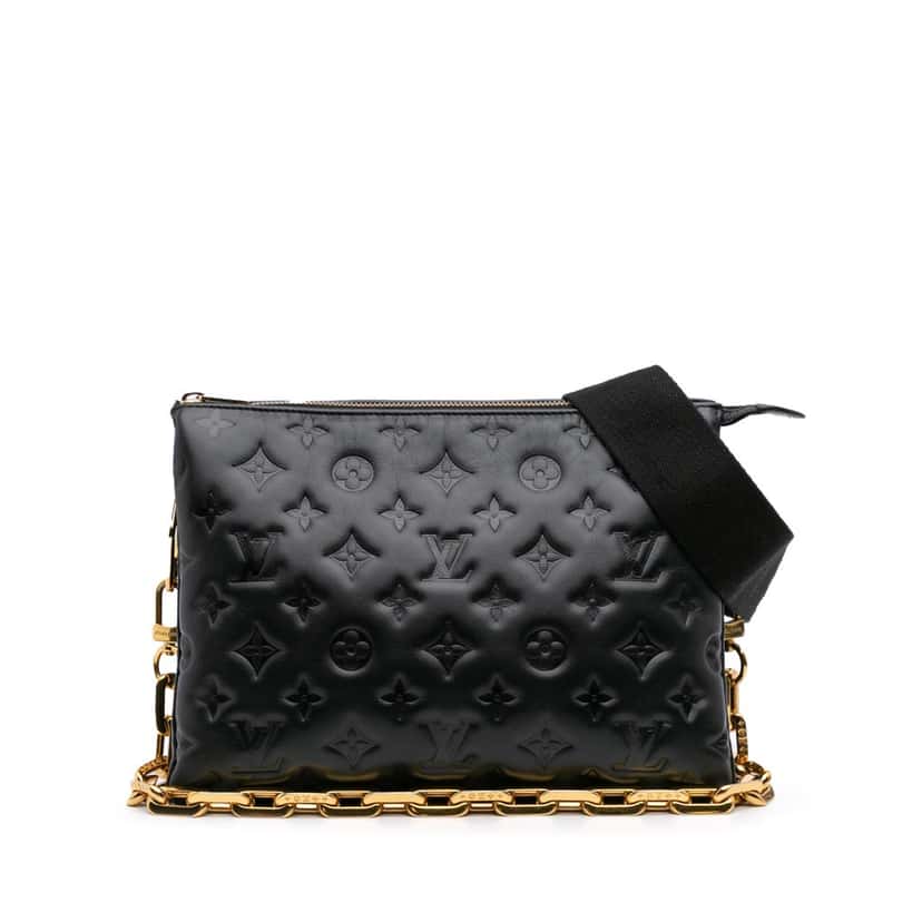 Louis Vuitton Monogram Embossed Puffy Lambskin Coussin PM Black Leather Good condition - Front View