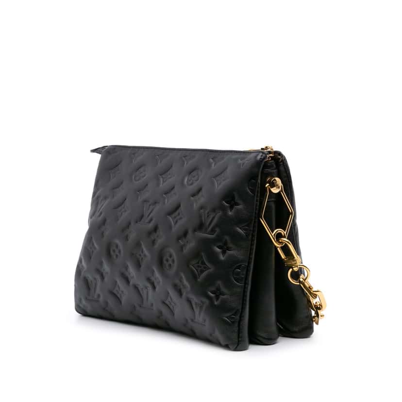 Louis Vuitton Monogram Embossed Puffy Lambskin Coussin PM Black Leather Good condition - Back View