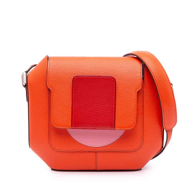 Hermès Chevre Mysore Octogone 23 Orange Leather Good condition - Front View