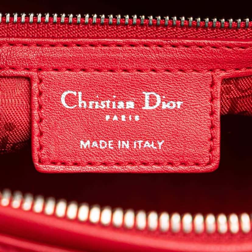 Dior Large Lambskin Cannage Lady Dior Red Leather Good condition - Box View