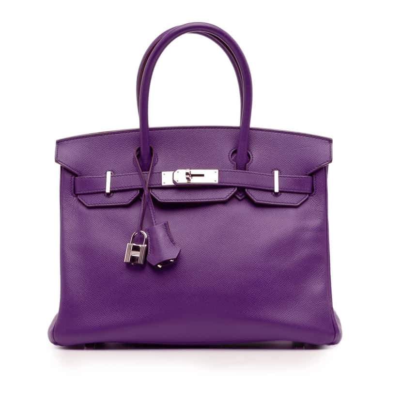 Hermès Epsom Birkin Retourne 30 Purple Leather Good condition - Front View