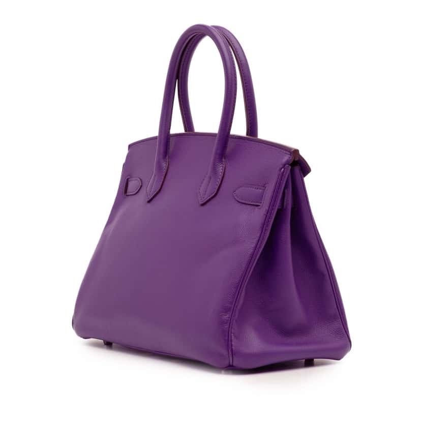 Hermès Epsom Birkin Retourne 30 Purple Leather Good condition - Back View