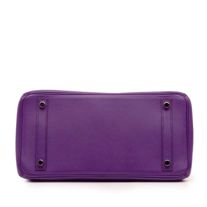 Hermès Epsom Birkin Retourne 30 Purple Leather Good condition - Inside View