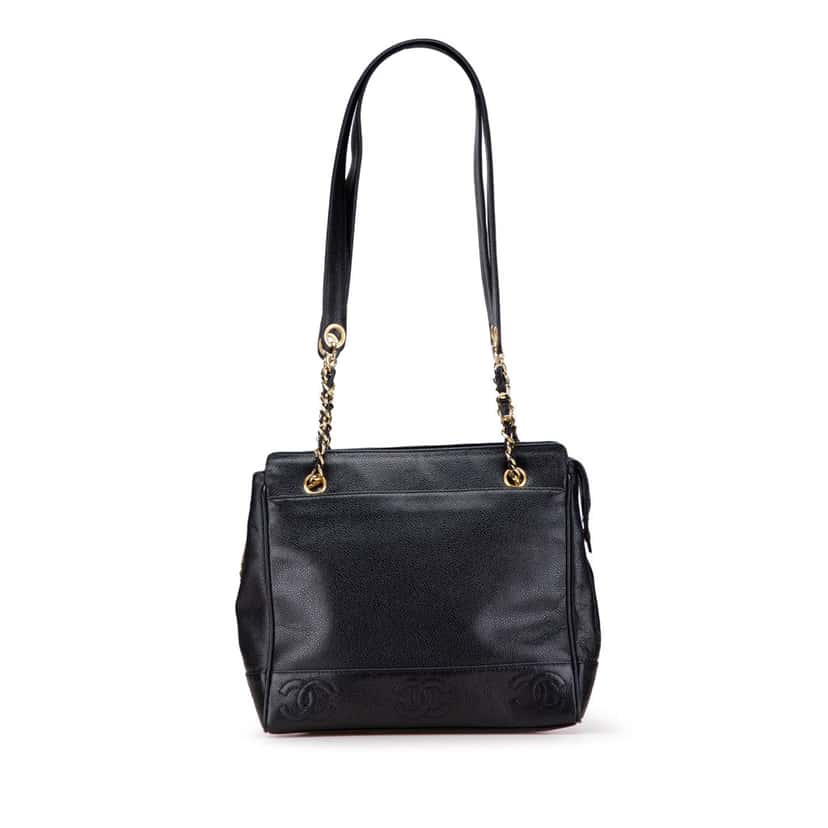 Chanel Triple CC Caviar Shoulder Bag Black Leather Good condition - Front View