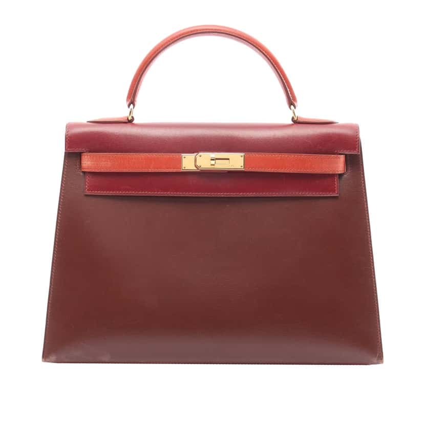 Hermès Tricolor Box Calf Kelly Sellier 32 Brown Leather Good condition - Front View