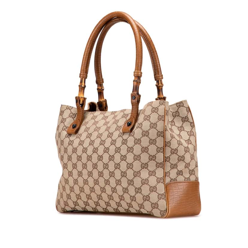 Gucci GG Canvas Bamboo Shoulder Bag Brown Canvas Good condition - Back View