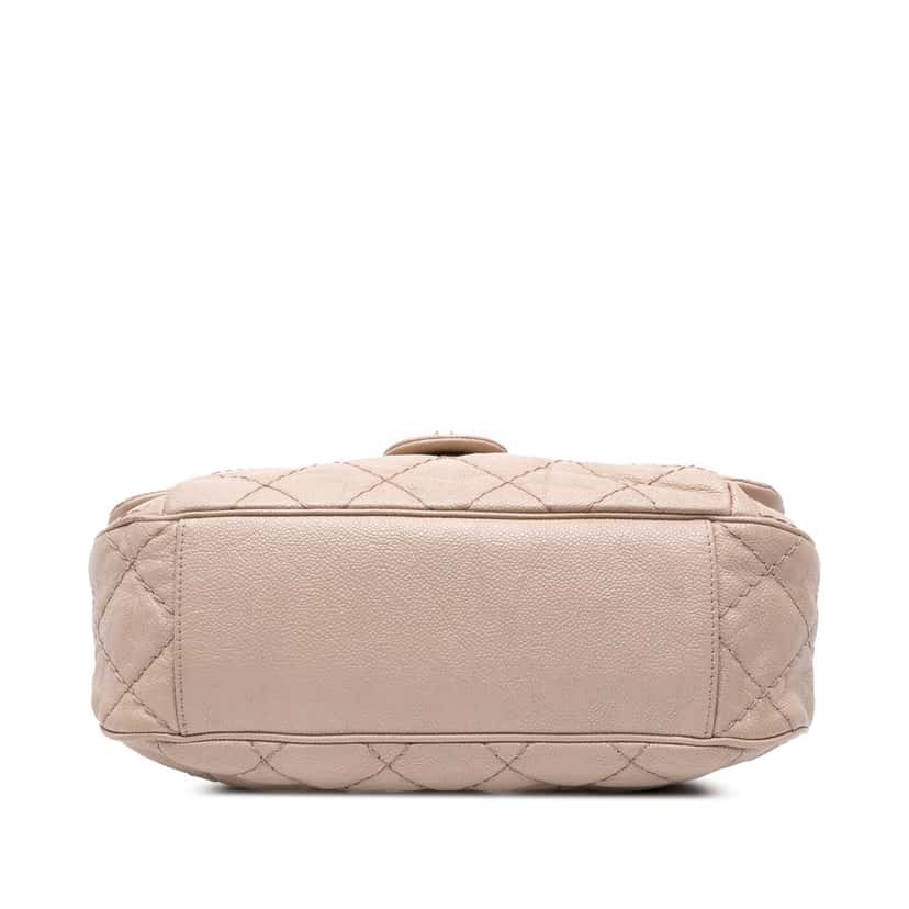 Chanel Medium Quilted Caviar Coco Pleats Messenger Flap Brown Leather Good condition - Inside View