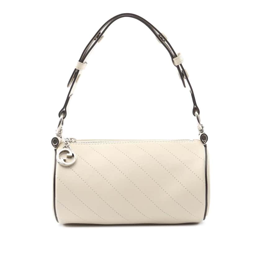 Gucci Mini Leather Blondie Barrel Shoulder Bag White Leather Good condition - Front View