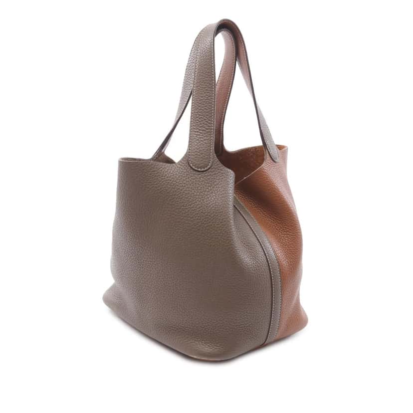 Hermès Bicolor Clemence Picotin Lock 22 Brown Leather Good condition - Back View